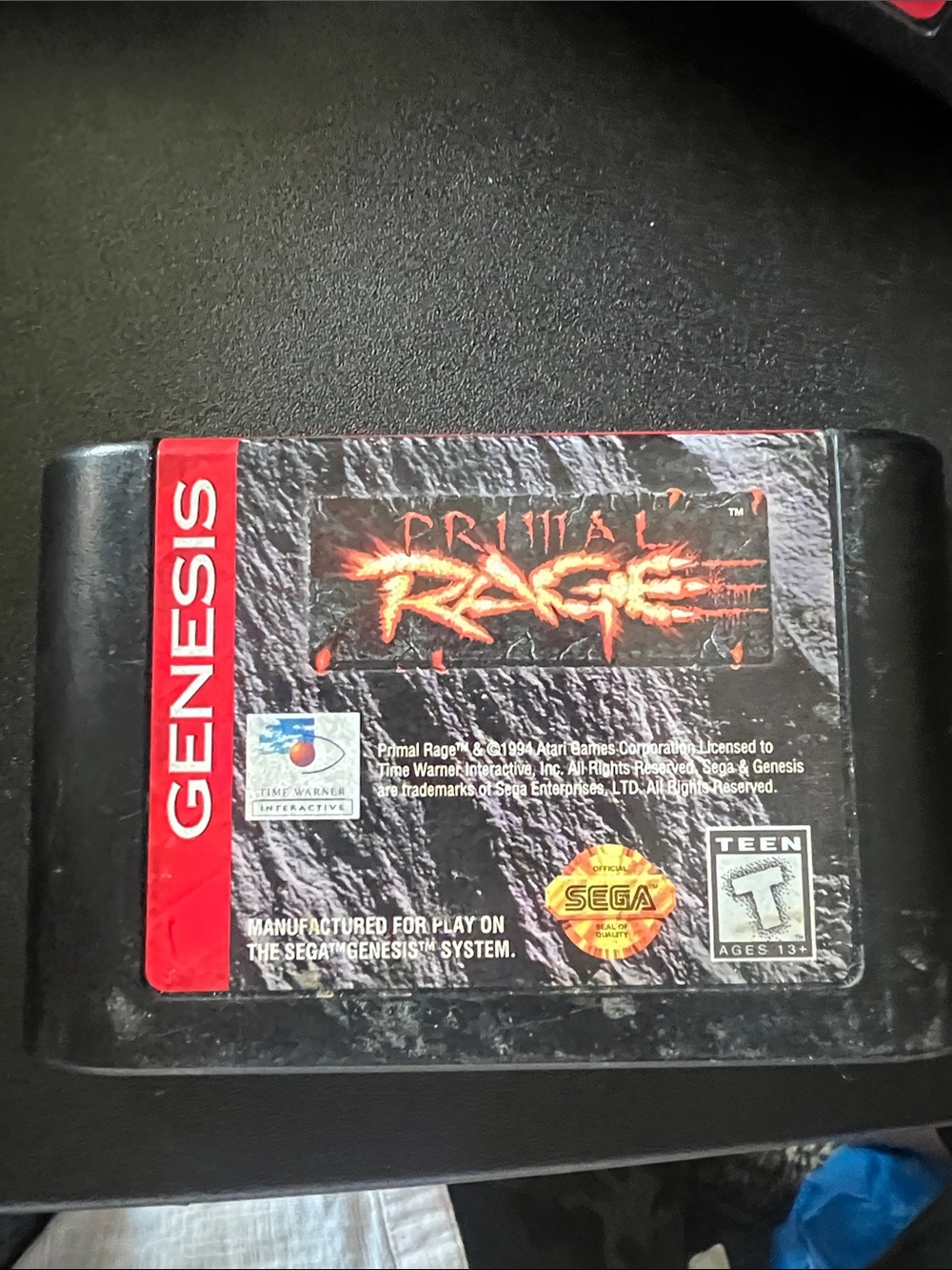Sega genesis primal rage game cartridge